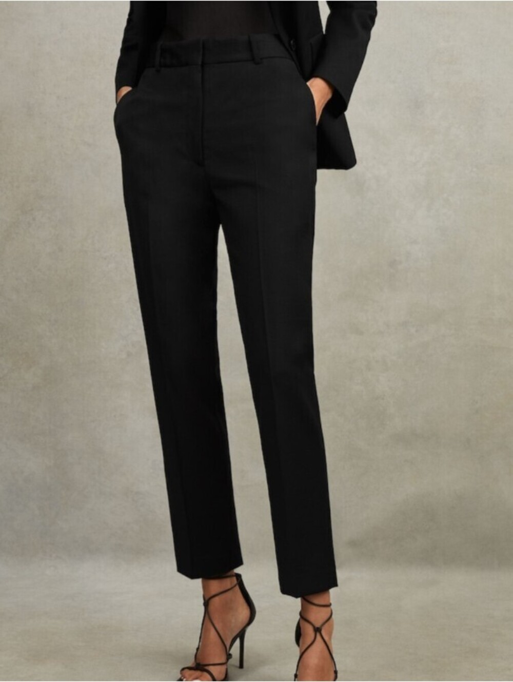 REISS black slim straight trousers sz 4